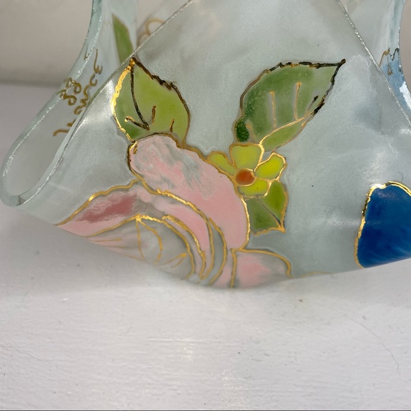 Vintage Floral Glass Candle Holders Bowl Draped Votive - Picture 5 of 9